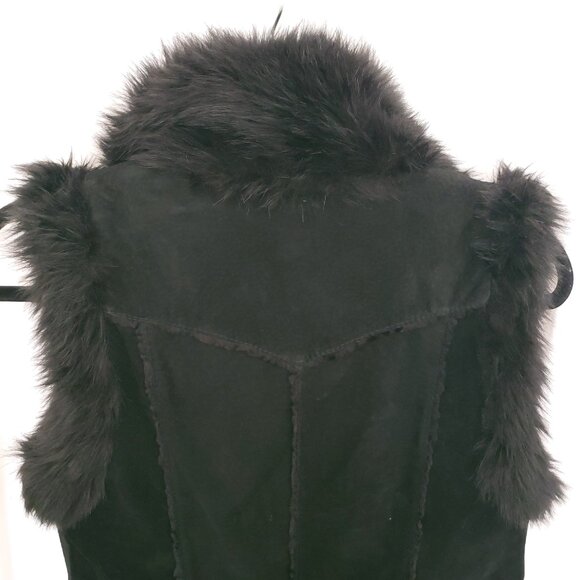 Express Black Leather and Faux Fur Sleeveless Collar Stylish Vest Size Small - Picture 14 of 16